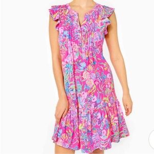 Lilly Pulitzer Pink Floral Ruffle Dress